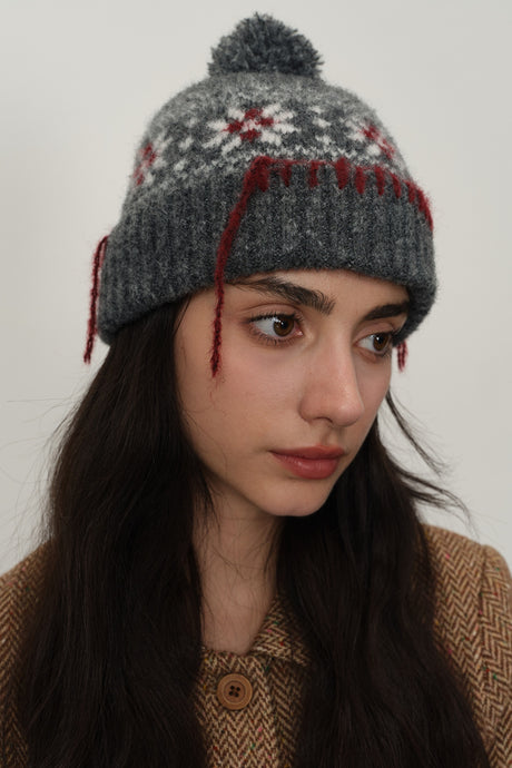 Seam Trim Geometric Knit Hat | Hanalas