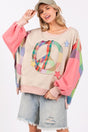 SAGE + FIG Full Size Contrast Peace Patch Dropped Shoulder Sweatshirt | Hanalas