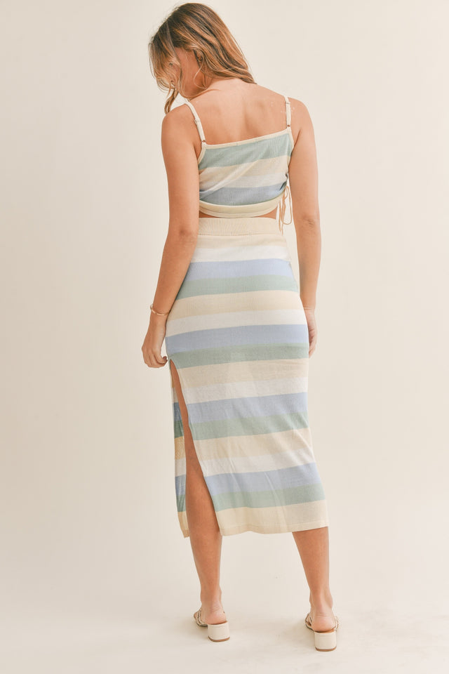 MABLE Striped Knit Cami and Midi Skirt Set | Hanalas