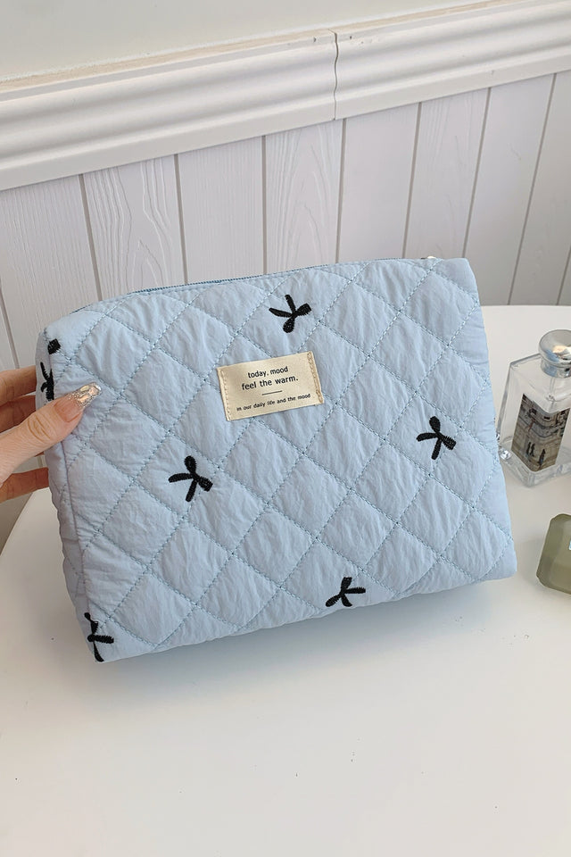 Bow Embroidered Quilted Storage Bag | Hanalas