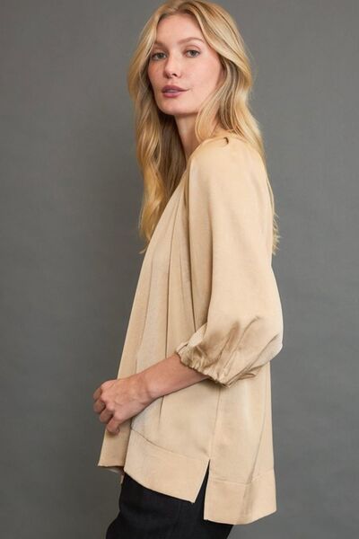 Umgee Full Size Crinkled Satin Top Plus Size | Hanalas