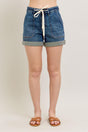 Judy Blue Full Size High Rise Cuff Denim Shorts Plus Size | Hanalas