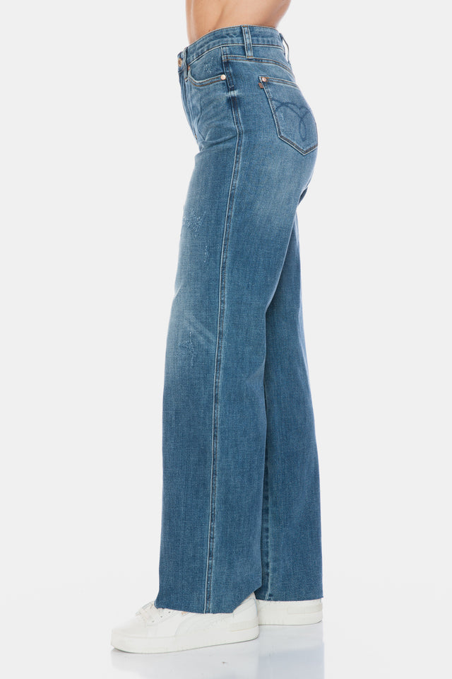 Judy Blue Full Size Tummy Control Cut Raw Hem Straight Jeans Trendsi Hanalas