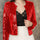 Full Size Sequin Open Front Cropped Jacket | Hanalas