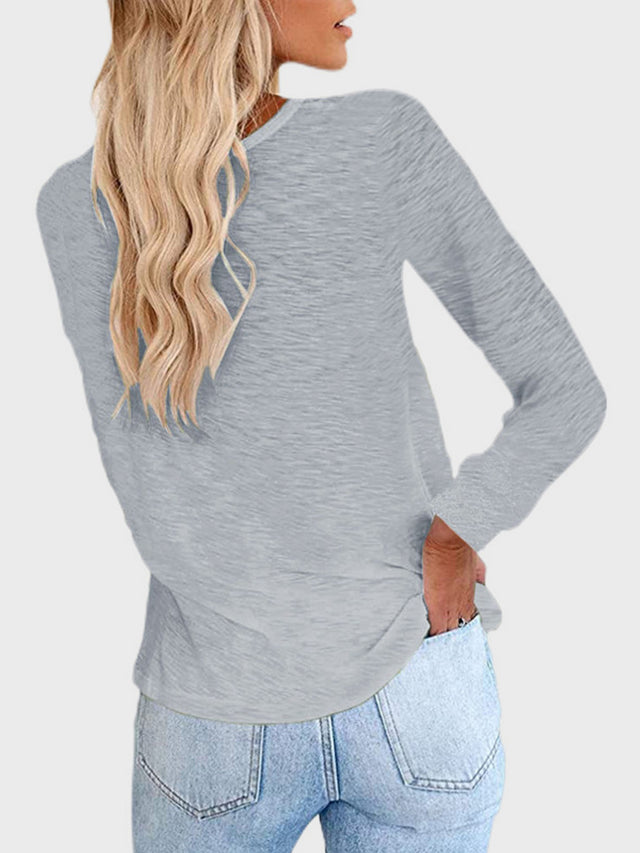 Full Size Round Neck Long Sleeve T-Shirt | Hanalas