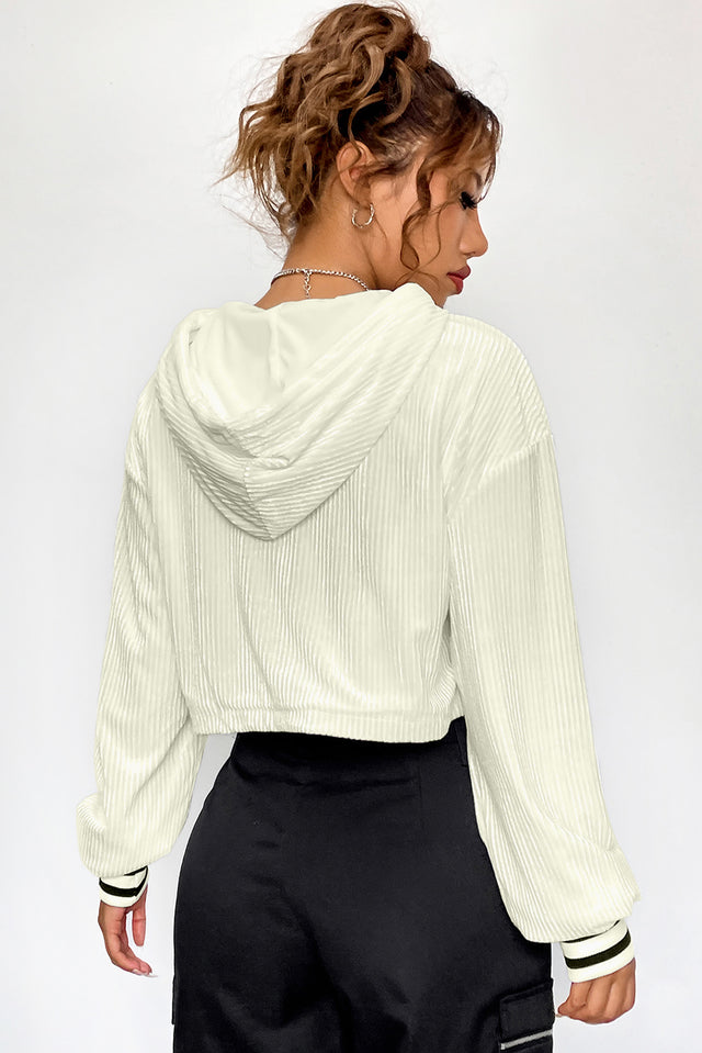 Drawstring Drop Shoulder Long Sleeve Hoodie | Hanalas