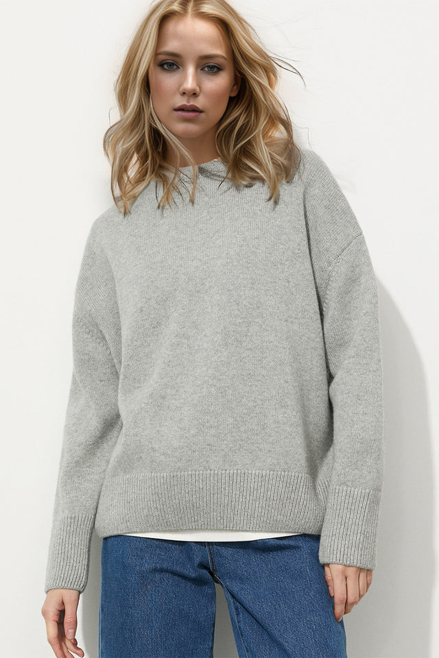 Basic Bae Round Neck Dropped Shoulder Long Sleeve Sweater Trendsi Hanalas