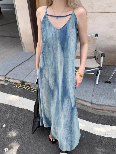 Gradient V-Neck Maxi Cami Dress | Hanalas