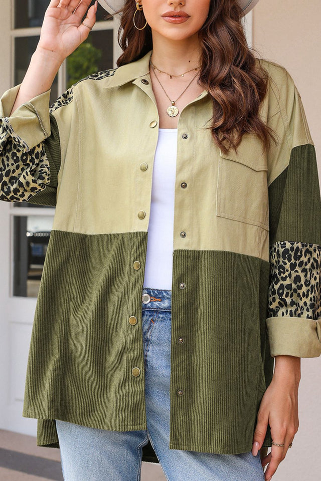 High-Low Leopard Snap Down Shacket | Hanalas