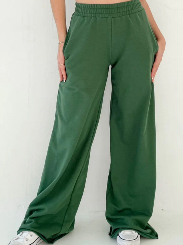 Elastic Waist Wide Leg Pants | Hanalas