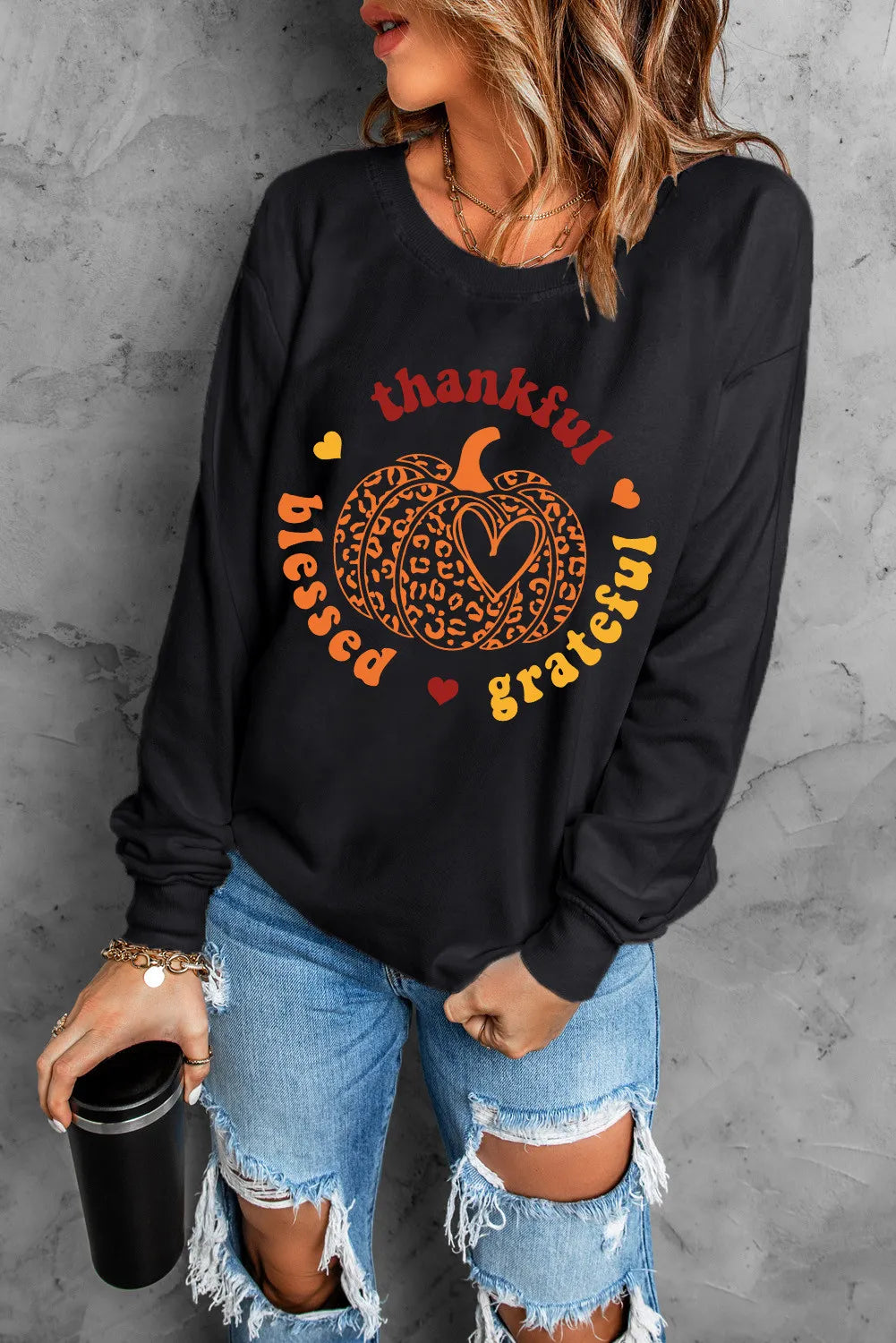 Pumpkin Graphic Long Sleeve Sweatshirt