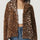 Fuzzy Leopard Collared Neck Jacket | Hanalas