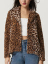 Fuzzy Leopard Collared Neck Jacket | Hanalas