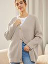 Button Down V-Neck Long Sleeve Cardigan