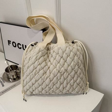 Drawstring Bubble Texture Tote Bag Trendsi Hanalas