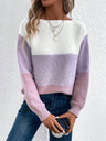 Color Block Drop Shoulder Long Sleeve Sweater | Hanalas