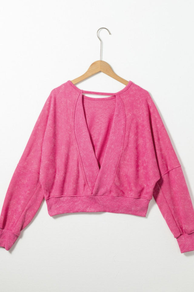 Cutout Round Neck Long Sleeve Sweatshirt | Hanalas