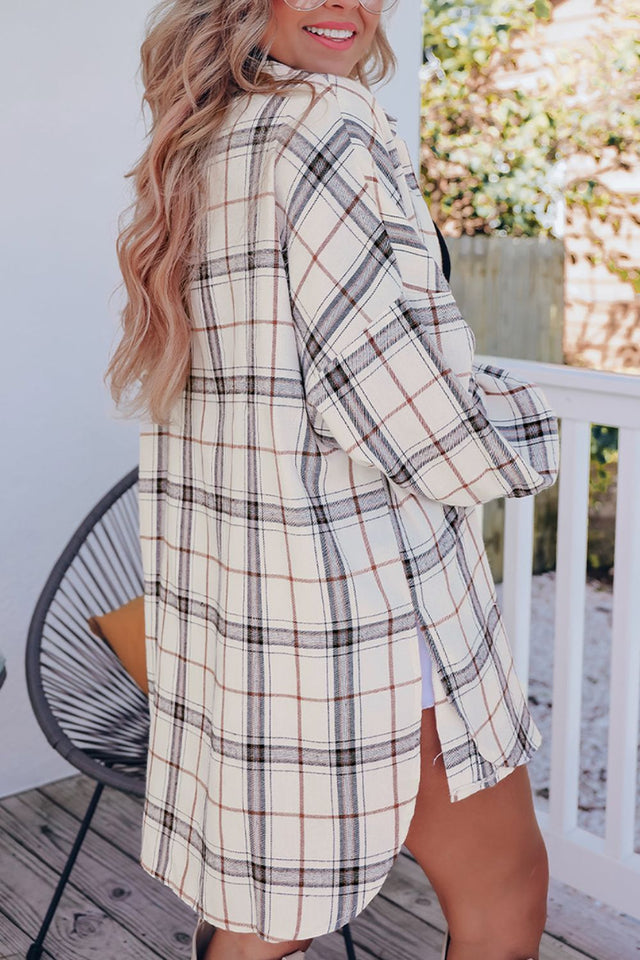 Plaid Button Up Long Sleeve Shacket | Hanalas