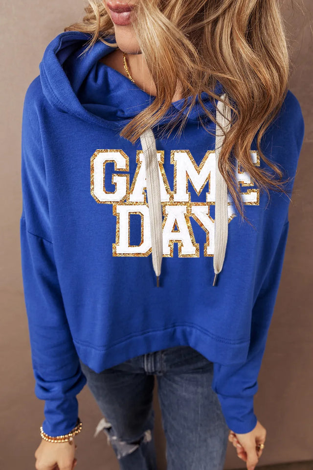 GAME DAY Drawstring Long Sleeve Hoodie Trendsi Hanalas