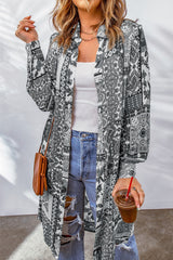 Printed Button Up Long Sleeve Cardigan