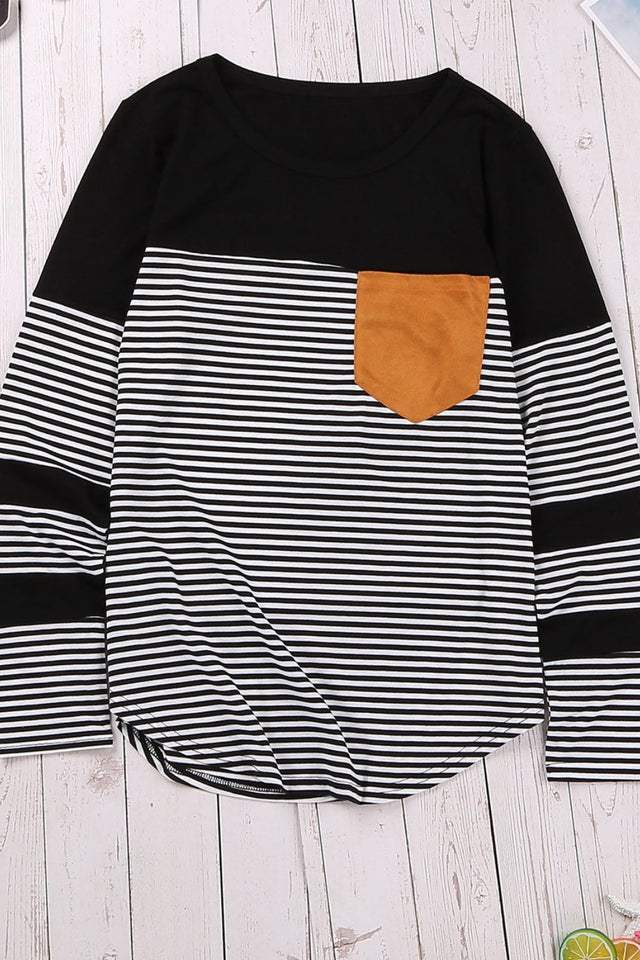 Striped Round Neck Long Sleeve T-Shirt | Hanalas