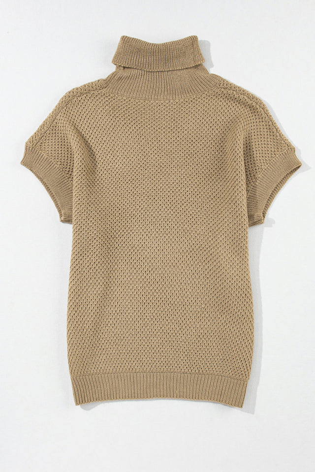 Solid Color Turtleneck Short Sleeve Sweater | Hanalas