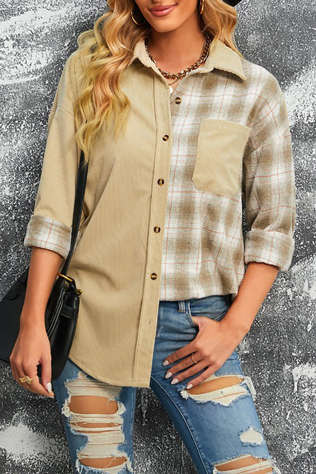 Plaid Button Up Drop Shoulder Shacket | Hanalas