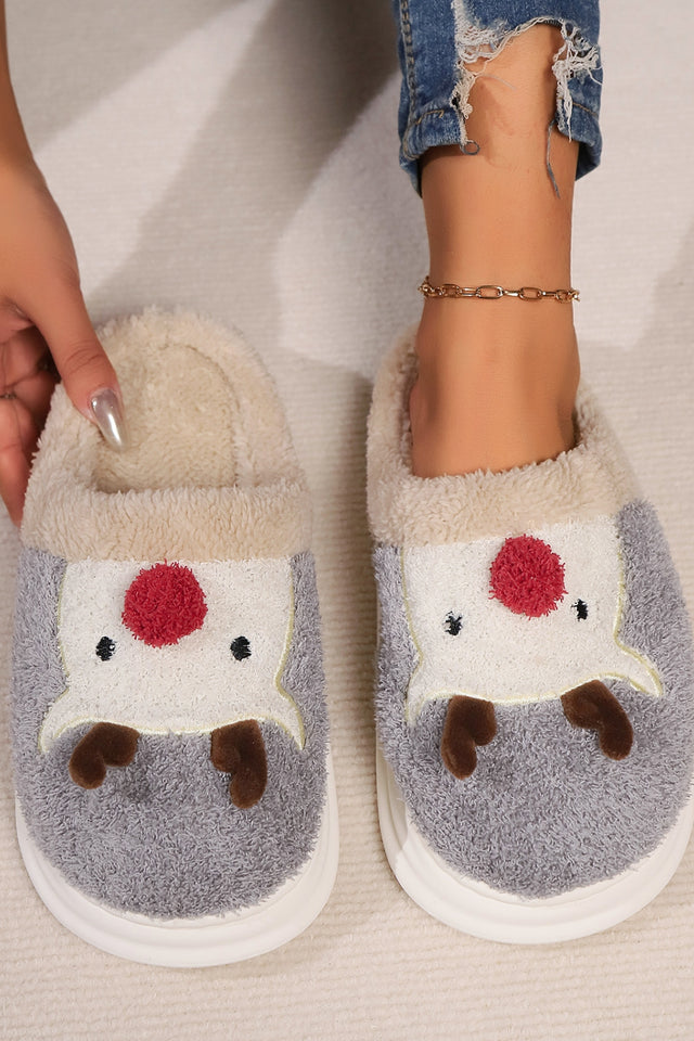 Elk Furry PVC Flat Slippers | Hanalas