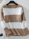 Color Block V-Neck Long Sleeve Sweater