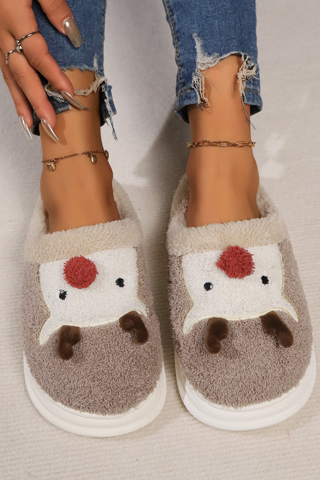 Elk Furry PVC Flat Slippers | Hanalas