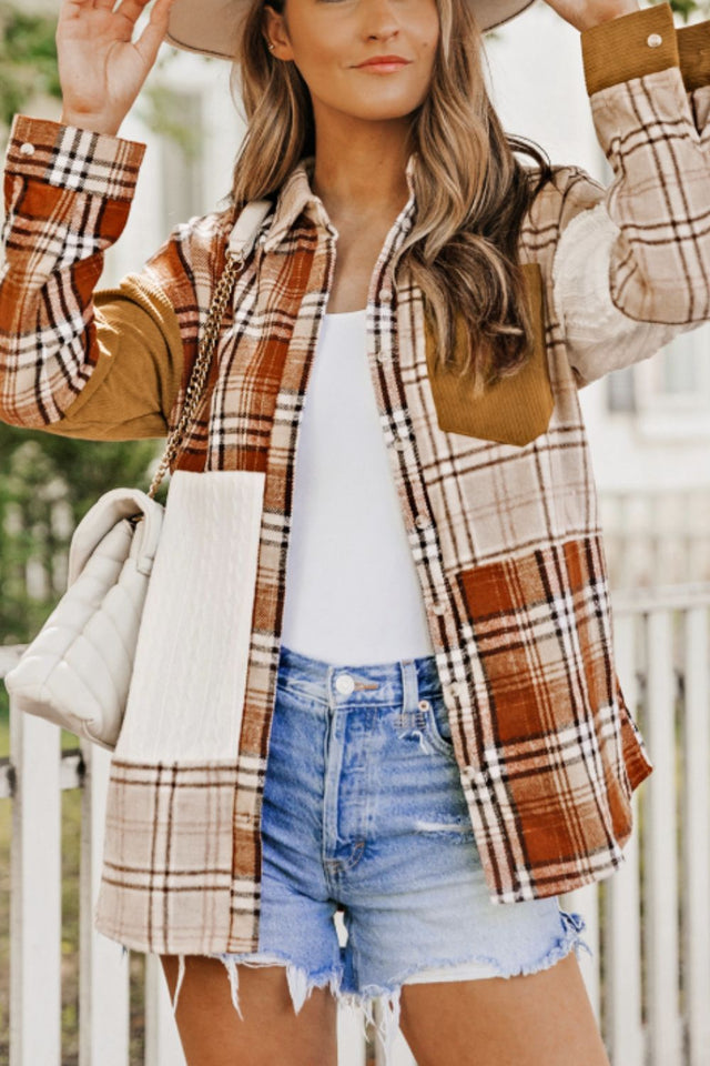 Plaid Button Up Long Sleeve Shacket | Hanalas