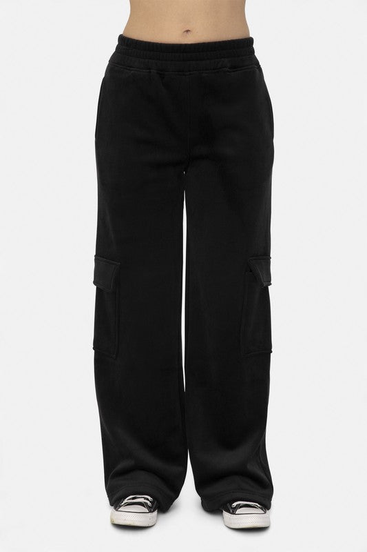 Mono B Elastic Waist Corduroy Cargo Pants | Hanalas