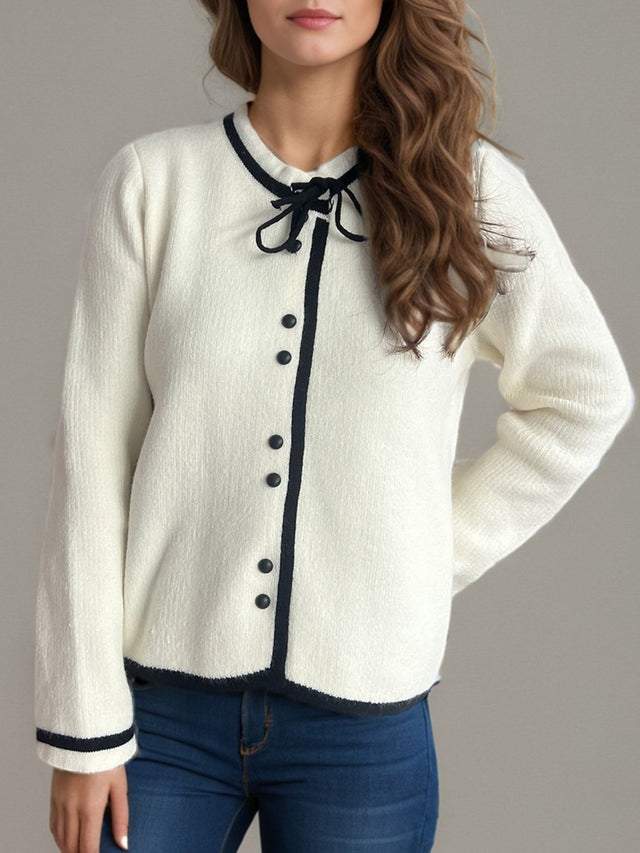 Button Down Long Sleeve Cardigan Trendsi Hanalas