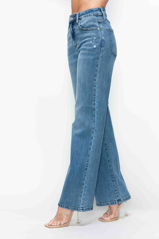 bytos Full Size High Rise Wide Leg Jeans with Pockets | Hanalas