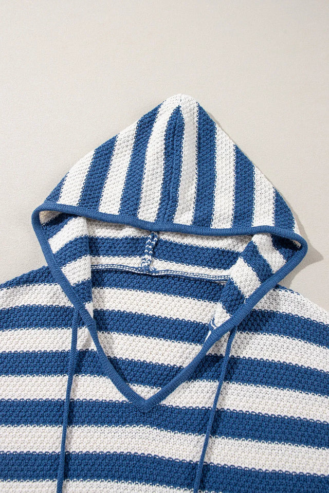 Drawstring Striped Long Sleeve Hooded Sweater Trendsi Hanalas