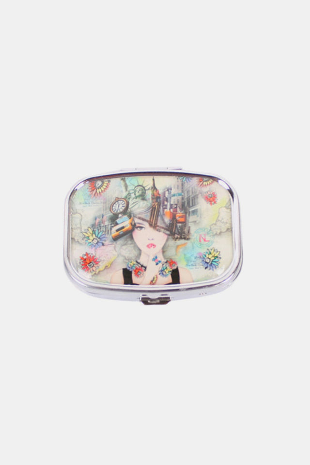 Nicole Lee USA Print Metallic Rectangular Pill Case | Hanalas