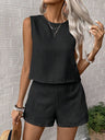 Round Neck Sleeveless Top and Shorts Set | Hanalas
