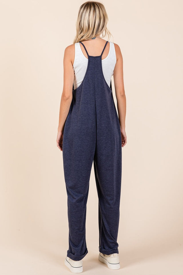 Mittoshop Patch Pocket Wide Leg Sleeveless Jumpsuit | Hanalas