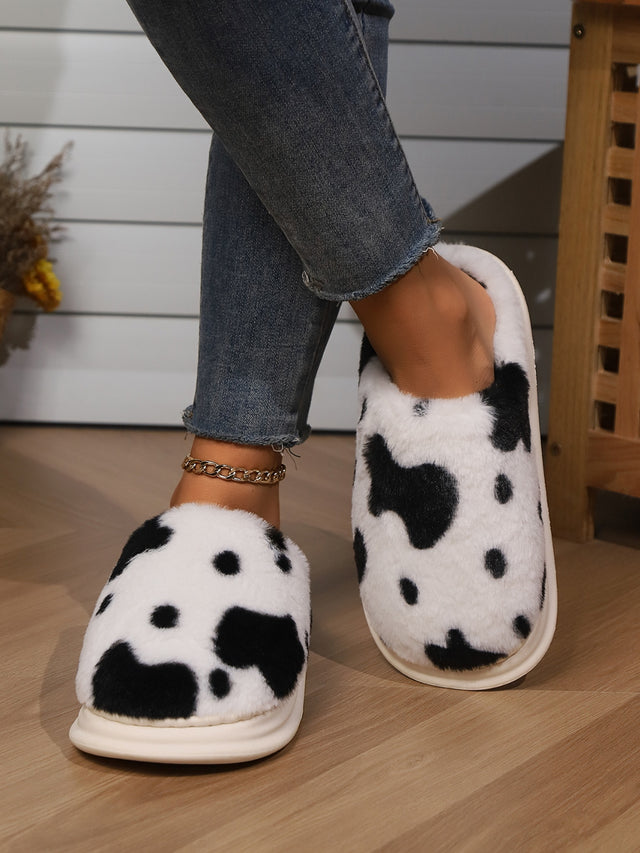 Animal Print Faux Fur Slippers | Hanalas