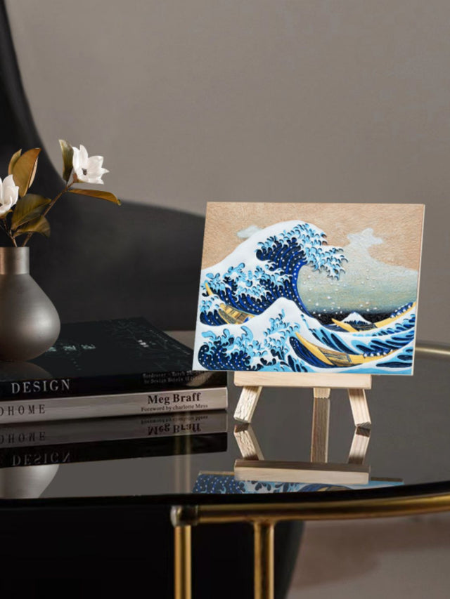 Relief The Great Wave off Kanagawa DIY 3D Oil Painting Kit | Hanalas