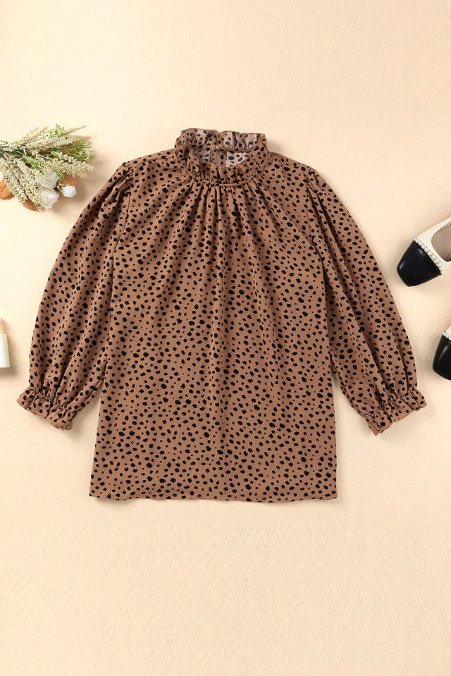 Leopard Colorblock Swiss Dot Flutter Sleeve Square Neck Mini Dress Hanalas Hanalas