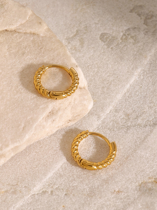 18K Gold-Plated Stainless Steel Huggie Earrings | Hanalas