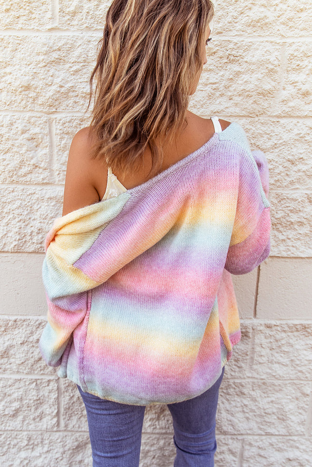 Gradient Open Front Drop Shoulder Cardigan | Hanalas