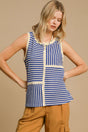 Umgee Round Neck Texture Striped Tank | Hanalas