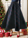 Plaid Elastic Waist Midi Skirt | Hanalas