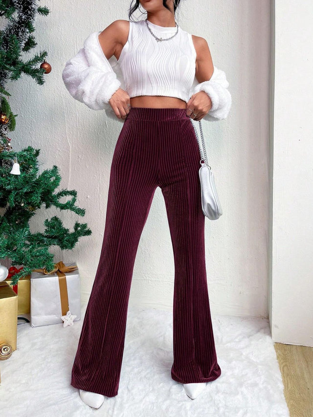 High Waist Flare Pants Trendsi Hanalas