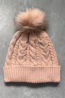 Cable-Knit Cuffed Hat with Pom-pom | Hanalas