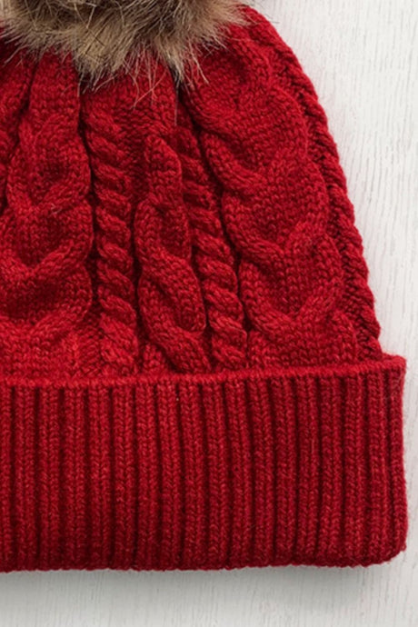 Cable-Knit Cuffed Hat with Pom-pom | Hanalas