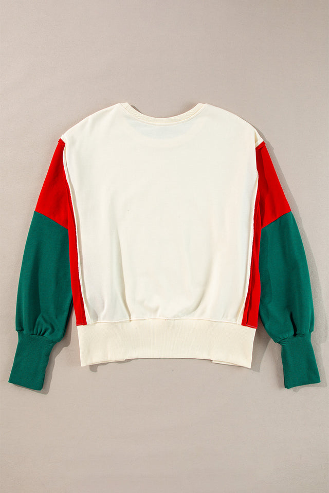 Color Block Star Side Slit Lantern Sleeve Sweatshirt | Hanalas