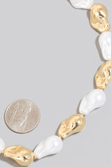 Fame Synthetic Pearl and Metallic Beaded Necklace